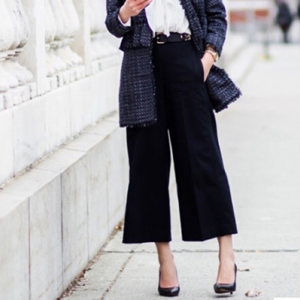 Ann Taylor Marina Black Wide Leg Culotte Pants